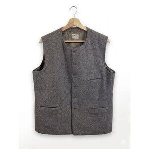 Vintage Minar Janpath CCIC Wool Nehru Vest Men 42 Grey India Mandarin Waistcoat